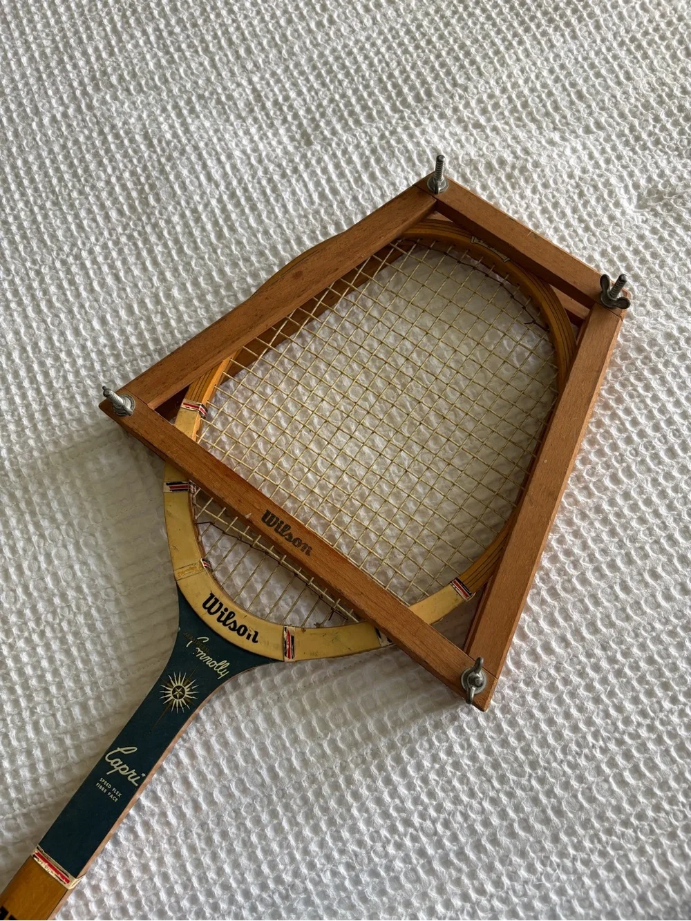 Vintage Wilson Maureen Connolly Capri Wooden Tennis Racket with Wooden Press